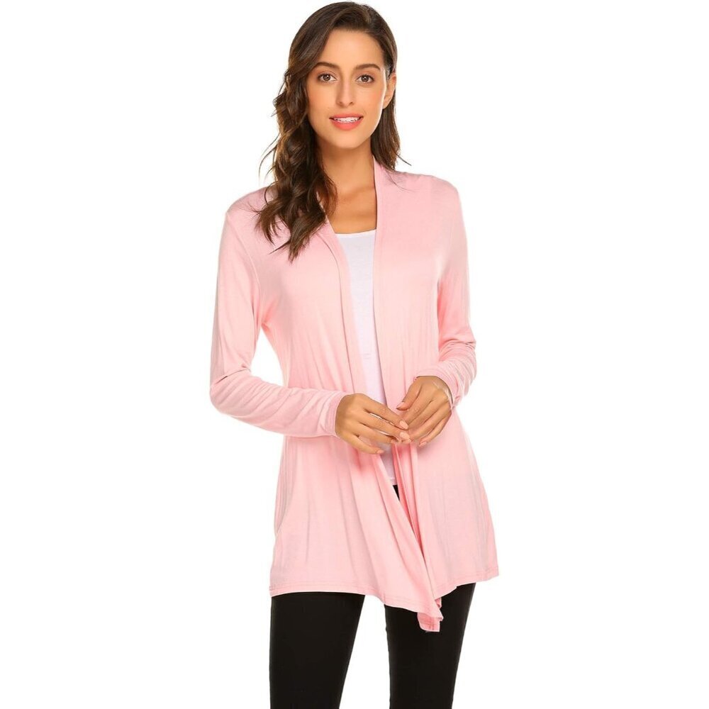 Womens Lightweight Cardigan Soft Drape Open Front Fall S-3XL